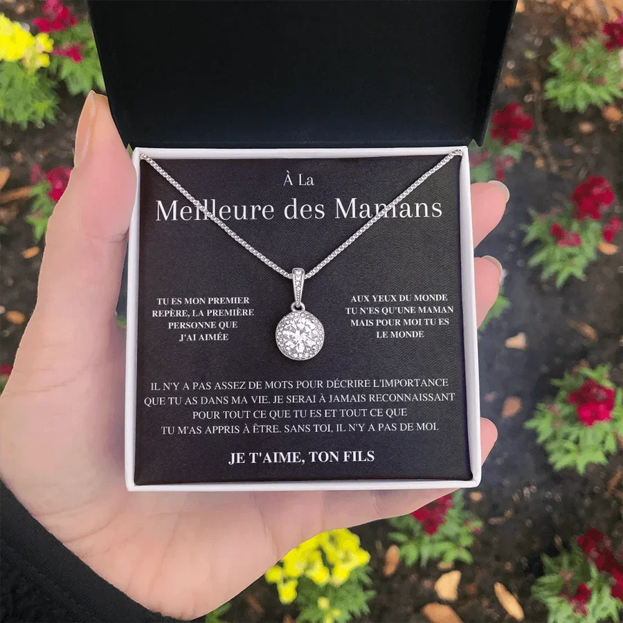 French To My Mom Mother Gift Necklaces From Son Timeless Love Pendant Necklace Fashion Women Birthday Silver Color With Box