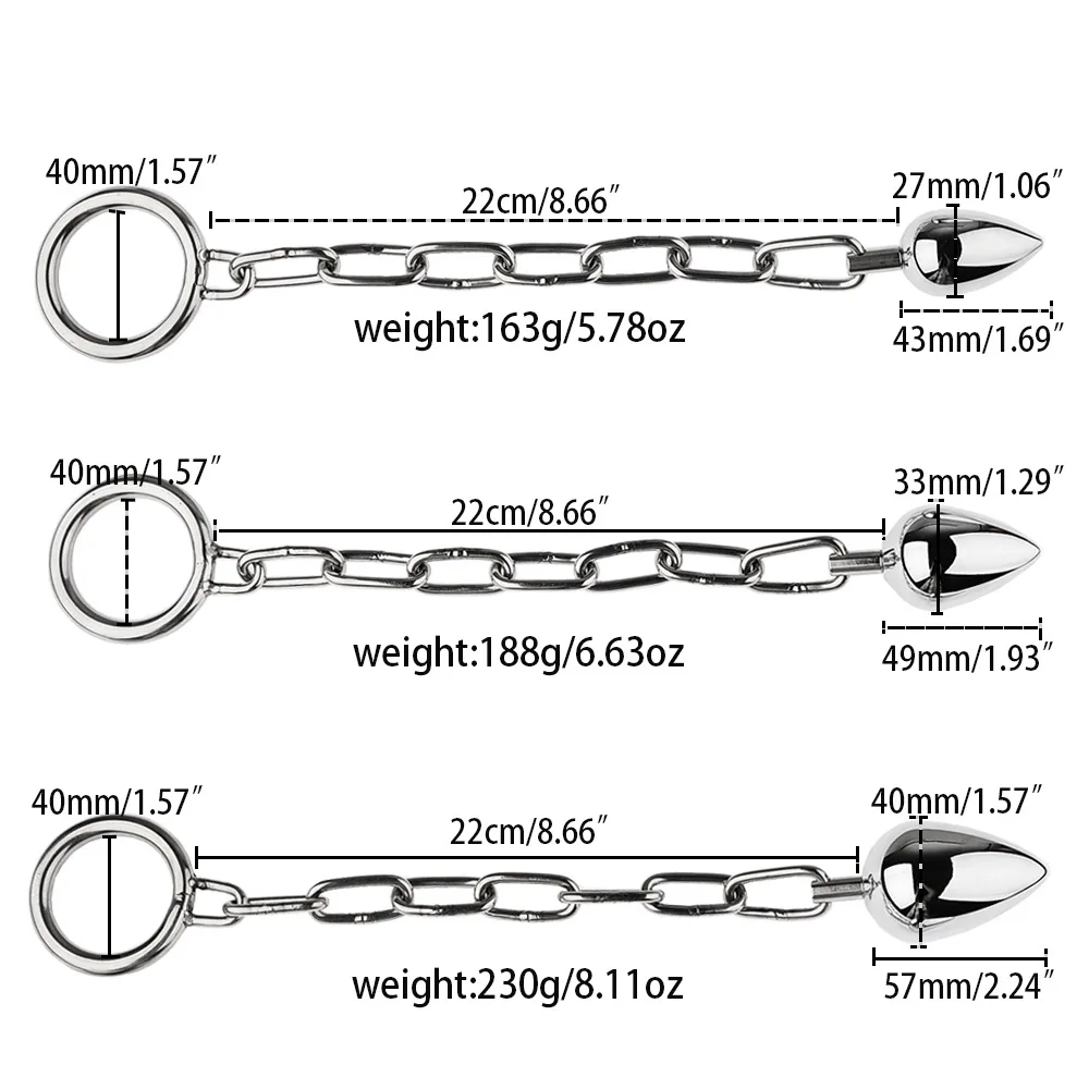 Aldult Metal Sex Toy Anal Plug with Chain Vagina Prostate Massager Butt Plug SM Adult Porn for Men Penis Ring Penis Exercise