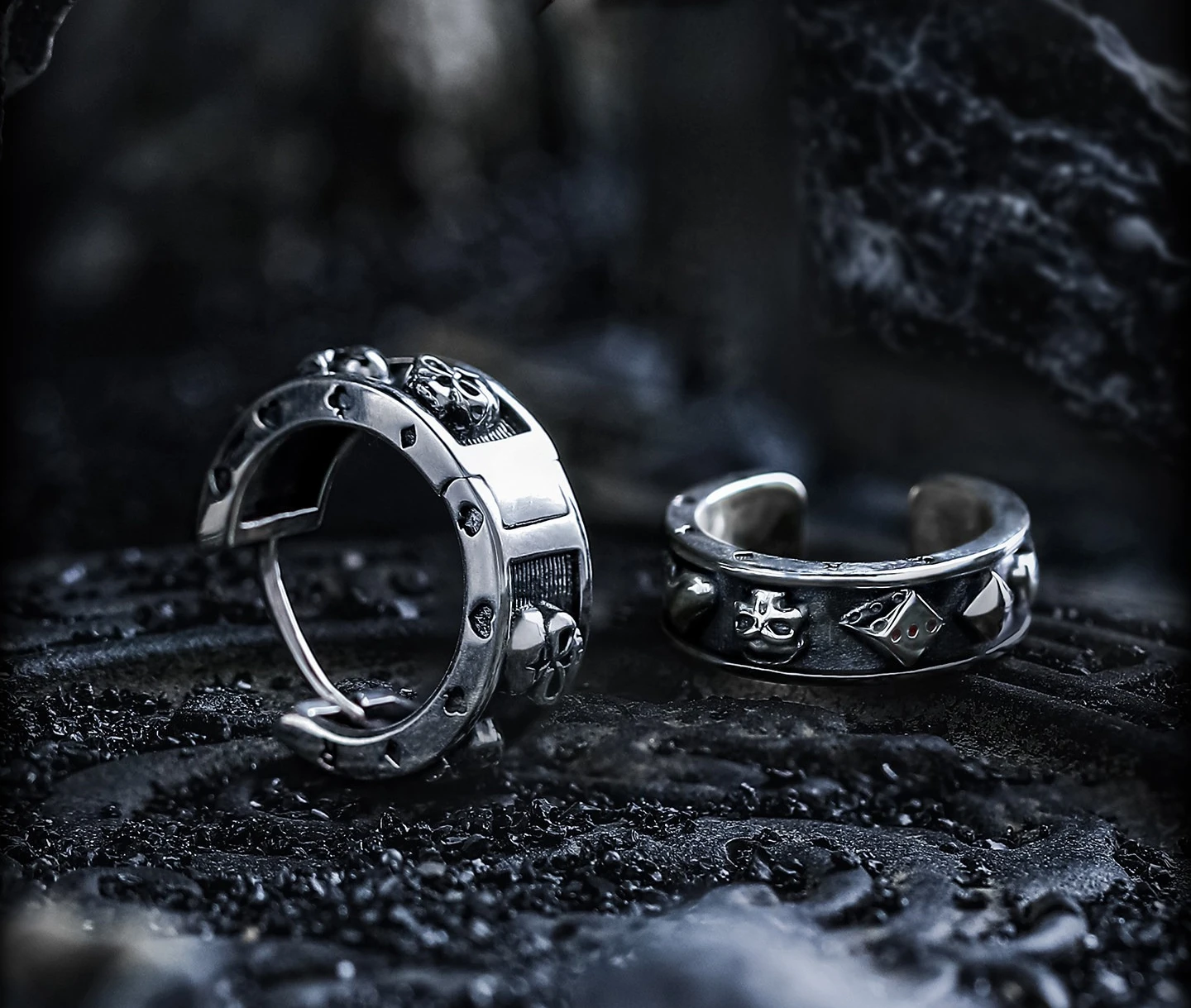 [Dark Mansion] Dark Wind 925 Silver Stud Earrings Men's No Ear Pierced Ear Clips Retro Ear Buckles