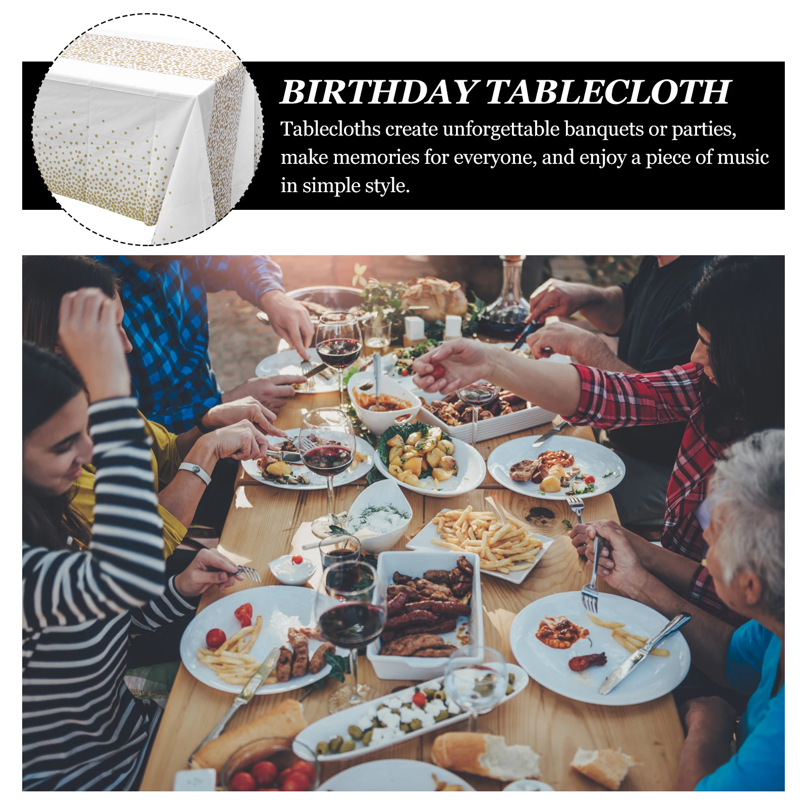 

3pcs Party Decorative Tablecloth Peva Material Waterproof Table Cover For Birthday Home Kitchen Restaurant Decoration Spill