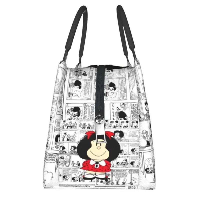 Mafalda Cartoon Quino Comics borse per il pranzo con isolamento termico borsa per il pranzo riutilizzabile da donna per il viaggio di lavoro scatola