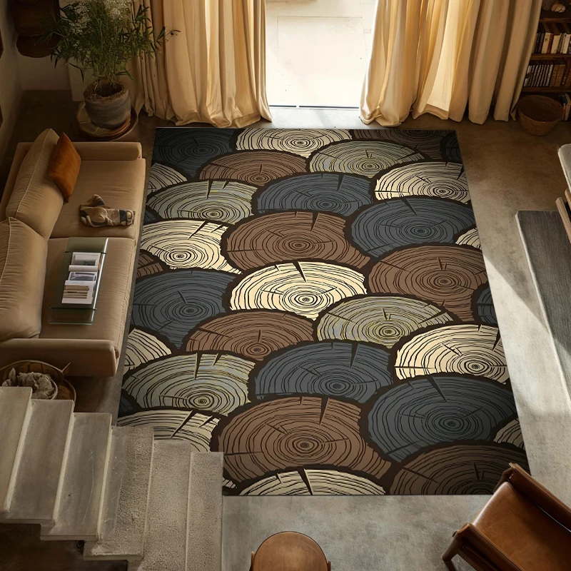 

Ковер с принтом под дерево, геометрический, круглый, треугольный, декоративный, для гостиной, спальни, кухни, прихожей, нескользящий коврик