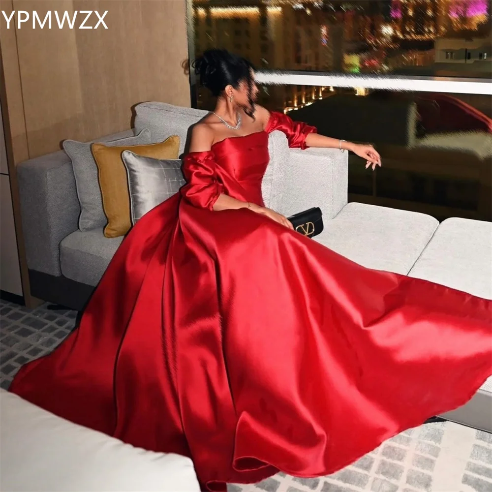 

Customized YPMWZX Off-the-shoulder Column Floor length Skirts Draped Bespoke Occasion Dresses