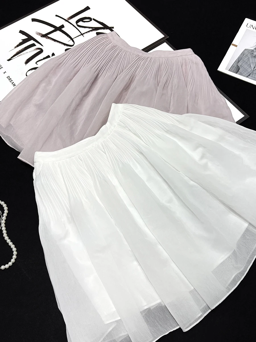 white-puffy-short-skirt-women's-pure-color-pleated-high-waist-umbrella-skirt-ballet-style-summer-fashion-ladies'-skirts