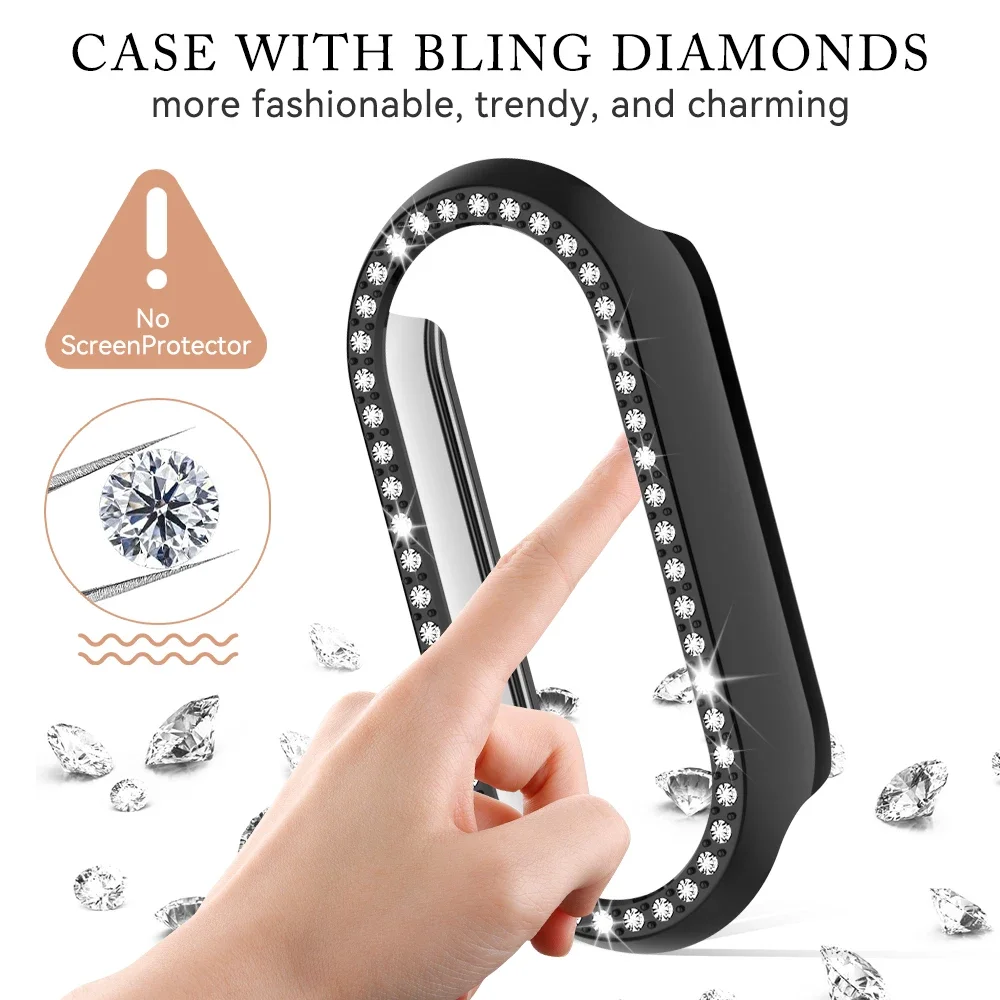 Diamond Case for Xiaomi Mi Band 8 Hollow PC Sports Watch Screen Protective Case Bumper Shell for MI Band 8 Watch Accessories