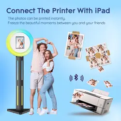 Portable Photo Booth Compatible with Any Ipad, Separable Triangular Ipad Photo Booth APP Control Ring Lightfor Christmas