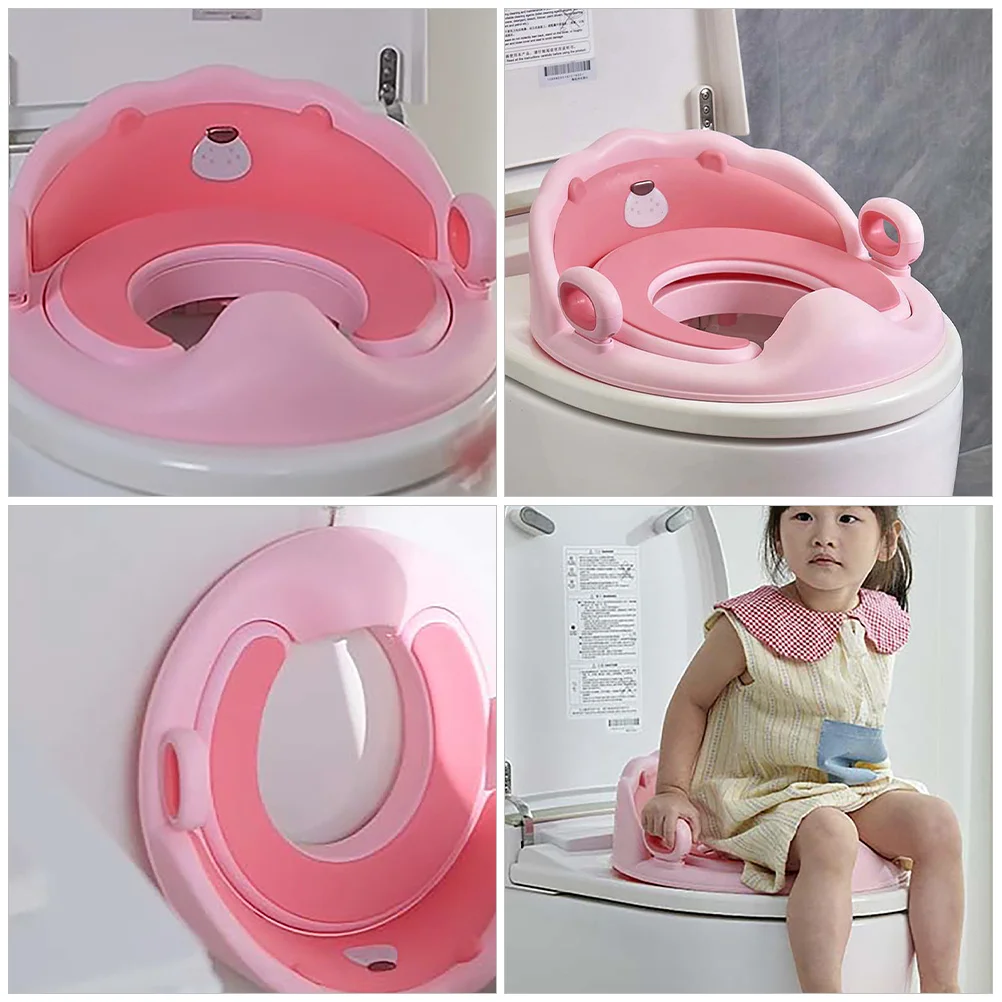Kindertoilette, süßes Löwen-Design, Kirschblüten-Rosa, weiche TPE-Polsterung, rutschfeste Basis, tragbarer Töpfchentrainingssitz für