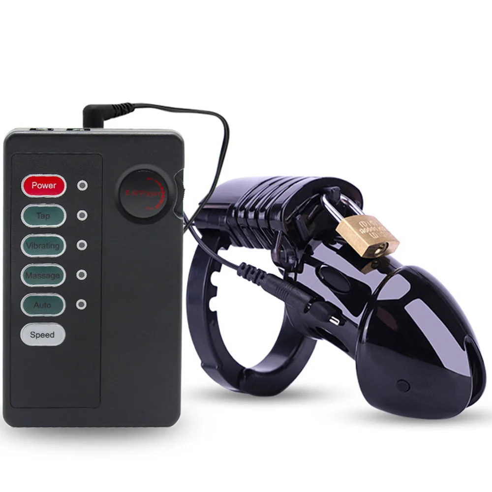 Adult Electro Shock Chastity Cage Penis Sleeve Male Sex Toys Electric Cock Cage Sexy Cock Ring SM Chastity Device For Men CB6000 view 2