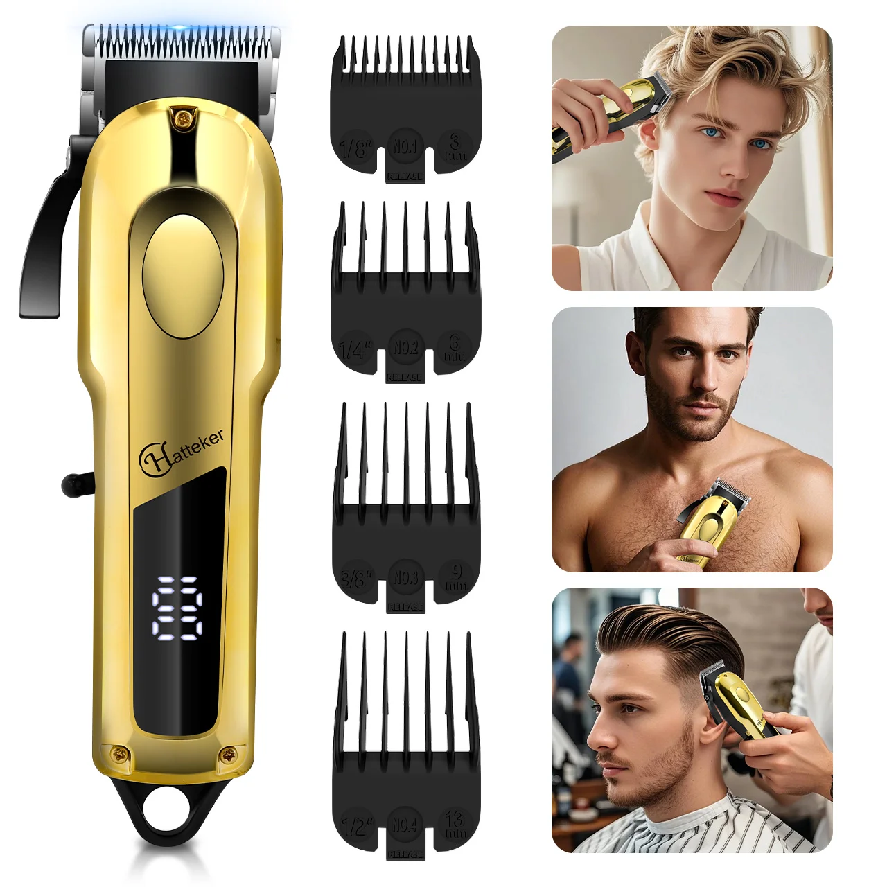 Hatteker USB Elektrischer Haarschneider Hochleistungs-Barbershop-Qualität Haarschneidemaschine für den Heimgebrauch Rasierer für Männer und Frauen