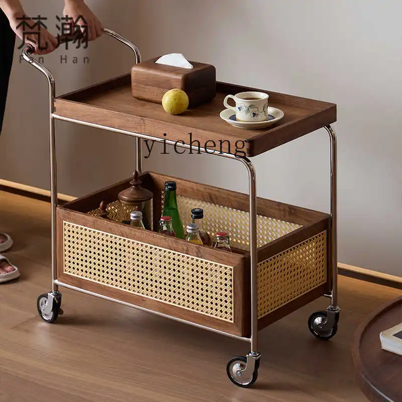 YFY  mobile cart side table coffee table trolley living room bedside table bookshelf lucky