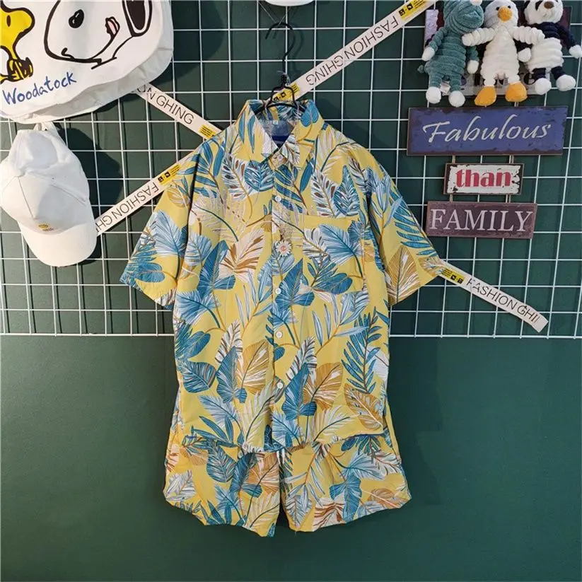 

Men's Floral Print Summer Shirt Shorts Set Beach Vacation Streetwear Outfit Trendy Loose Fit Casual Summer Clothing
