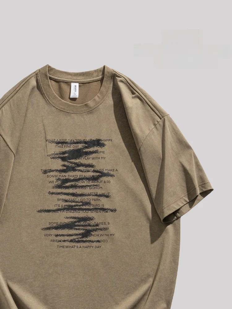 

ANXIE Летняя свободная мужская футболка в стиле High Street, повседневная, удобная, дышащая, модная, уличная одежда