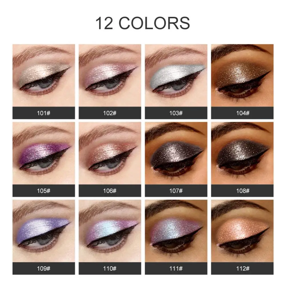 PHOERA 12 Colors Liquid Eyeshadow Pen Glitter Long-lasting Water-based Eyeshadow Professional Eye Makeup Women Beauty Cosmetics