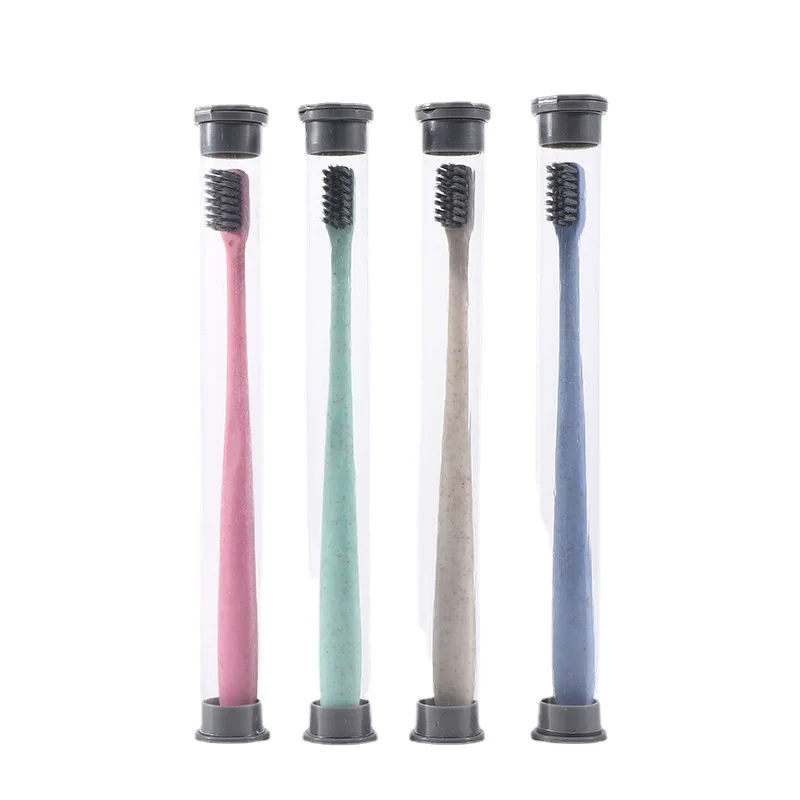 4PCS Environmental Personal Bamboo Charcoal Toothbrush For Oral Health Low Carbon Soft Bristle Toothbrush with Plastic Box