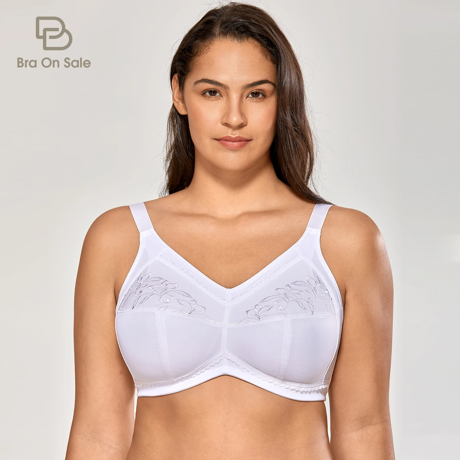 Women\'s Mastectomy Pocket Embroidered Lace Bra Plus Size Full Coverage Support Wire Free