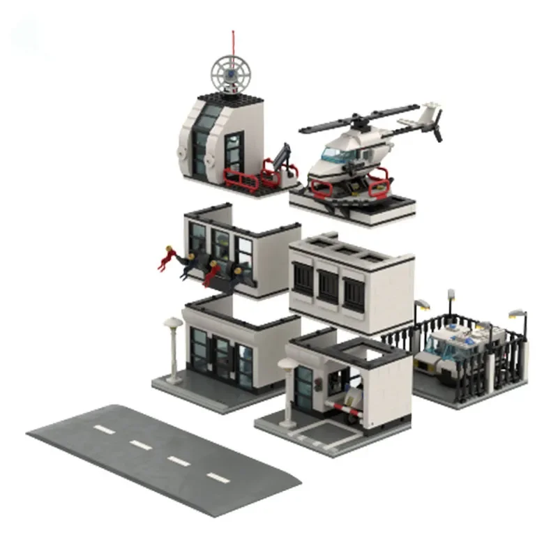 1645pcs MOC Metro Police Station Architecture Building Blocks Model Assembly Toys Children Festival Gifts