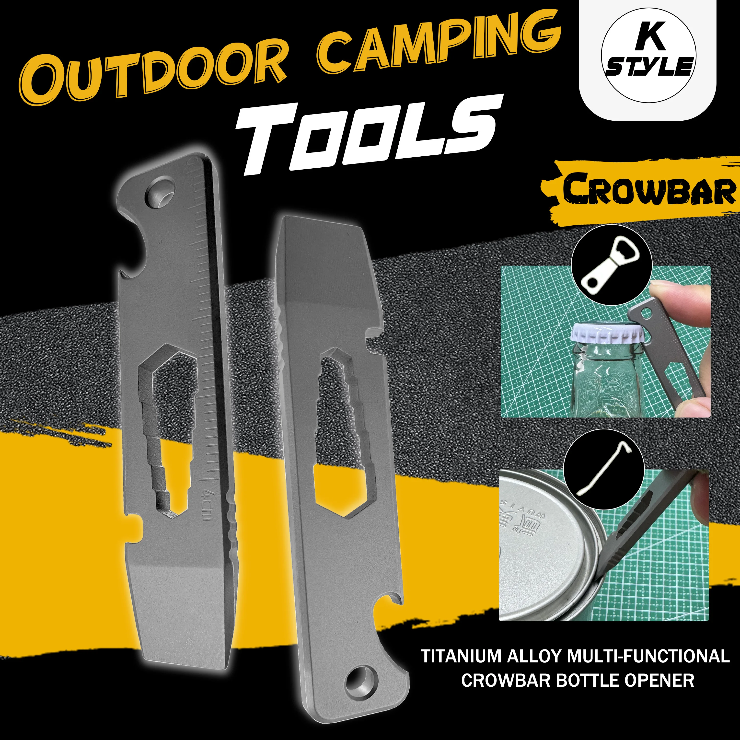 

Новый многофункциональный лом TC4 из титанового сплава, открывалка для бутылок, линейка, портативный брелок, инструмент EDC для кемпинга на открытом воздухе