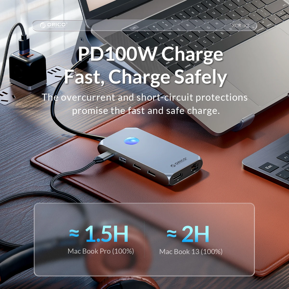 ORICO Docking Station RGB USB C 4K60Hz dual HDMI-Compatible VGA DP Ethernet ฮับ PD100W sd/tf 3.5มม. สำหรับแล็ปท็อป MacBook Pro