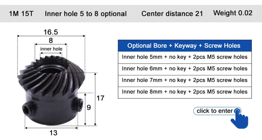 45 # Stahl-Spiralkegelradgetriebe, 2M, 15T bis 60T, Modul 1:4, 90 Grad Differentialgetriebe, gleicher Übersetzungsverhältnis, Durchmesser 8mm bis 12mm, Loch – Detail 6