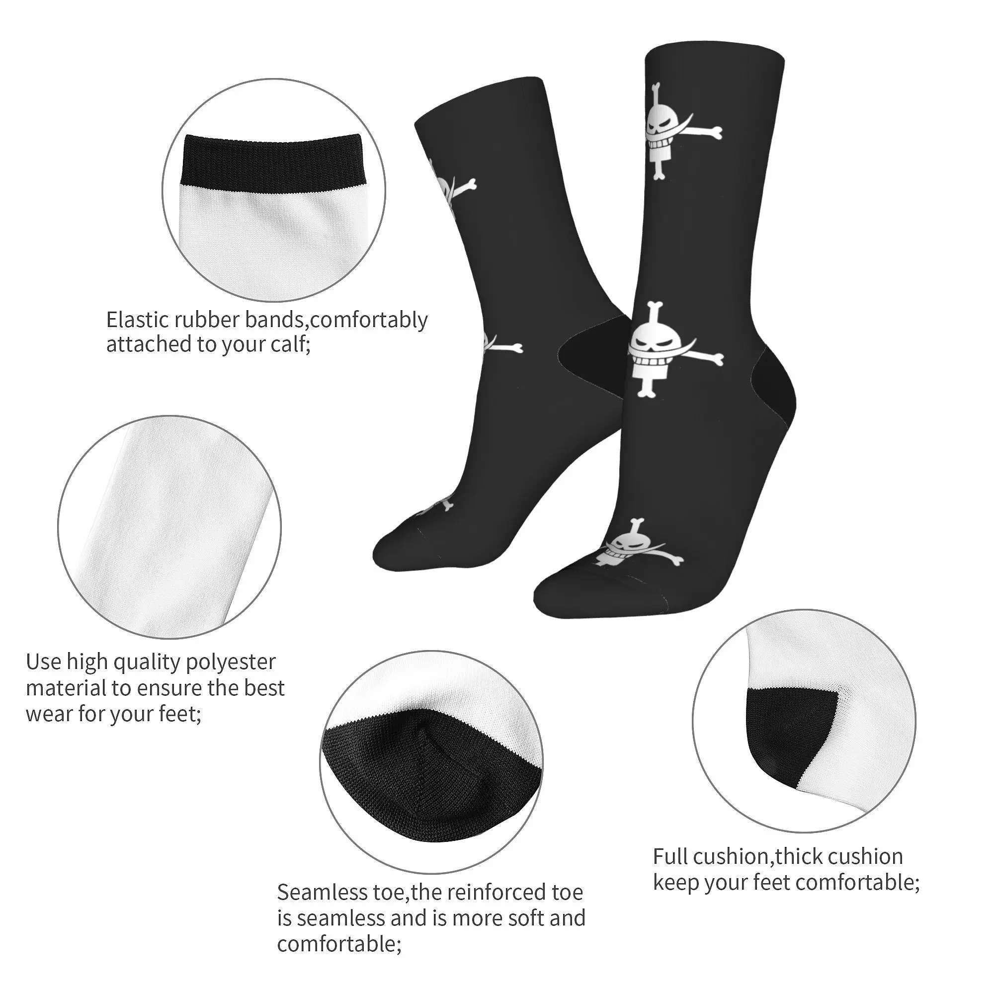 Luffy Face White Beard Socks Men Women Polyester Funny Happy  Socks Harajuku Spring Summer Autumn Winter Middle Tube Socks Gifts