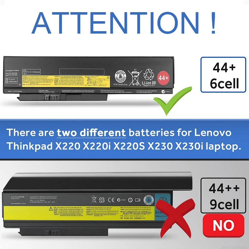 44 + 45N1025 Batterij Vervanging Voor Lenovo Thinkpad X220 X220i X230 X230i 45N1020 45N1021 45N1024 45N1028 45N1029 42T48 0A36306