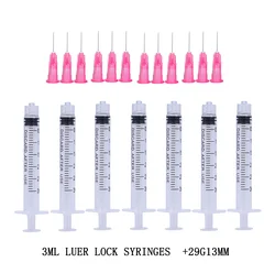 3ML Luer Lock Syringes+29G13MM Needle Injection Tool Disposable Sterile Individually Packed Beauty Painless Small NeedleDispensi