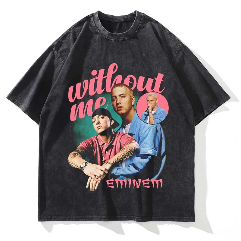 Summer Men Women Vintage Washed T Shirt Summer Eminem Graphic Printed Short Sleeve Casual Fashion Men Women T Shir