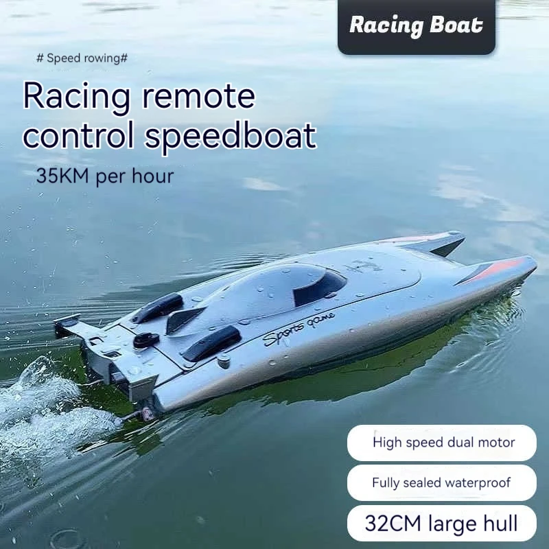 Double motor waterproof high speed competitive speedboat 2.4G frequency electric remote control boat bunker structure model toy