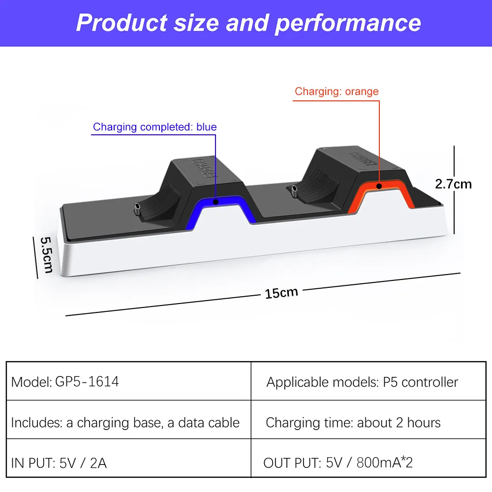 شاحن مزدوج سريع لوحدة التحكم اللاسلكية PS5 USB 3.1 Type-C محطة شحن مهد لسوني PlayStation5 عصا التحكم غمبد