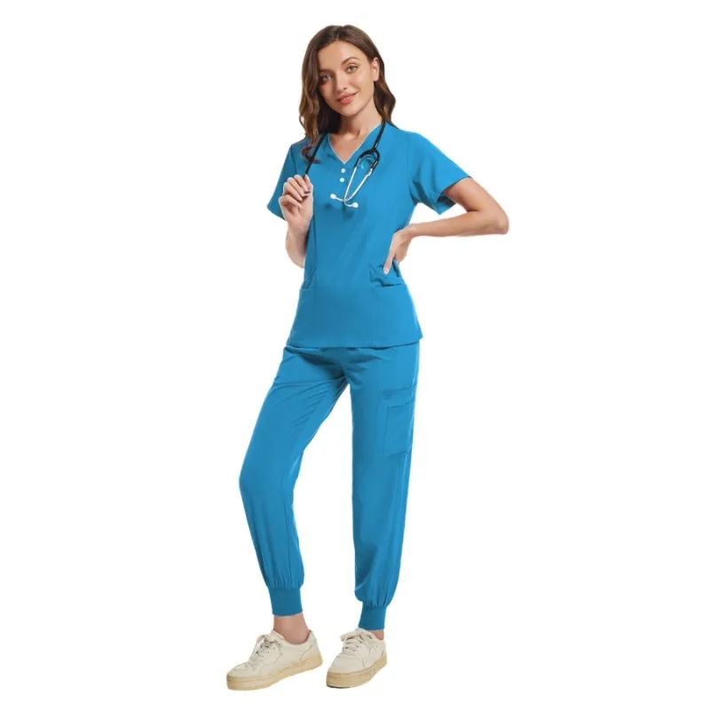 New Fashion Beauty Salon Spa Workwear Surgical Uniforms Woman Medical Scrub Set Clinical Nurse Doctor Uniform Clinical Top Pants