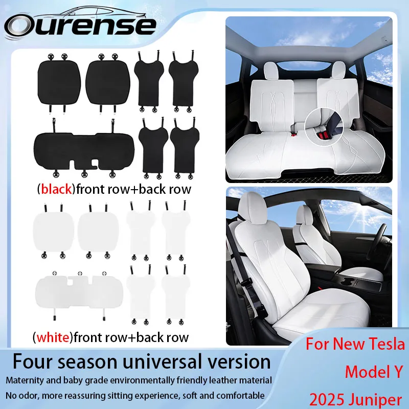 For Tesla Model Y Juniper 2025 Car Accessories Breathable Mat Seat Cover Cushion  Four season replacement pads, leather seat cov