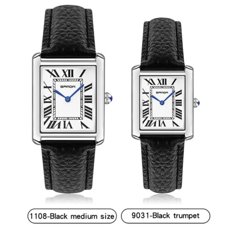 SANDA 9031 модные кварцевые часы для мужчин и женщин с кожаным ремешком, водонепроницаемые наручные часы, простые креативные часы для пар, relógios feminino