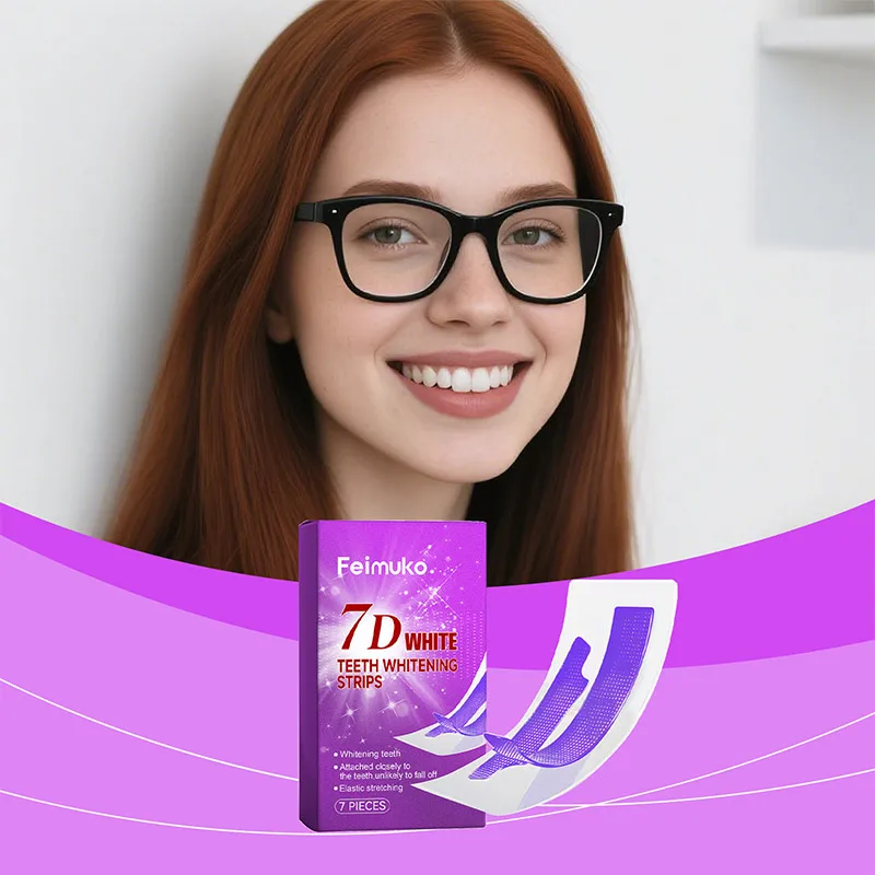 

Feimuko 7D White Teeth Whitening Strips Gentle Formula To Reduce Stains Secure Conforming Easy At-Home Brightening For Oral Care