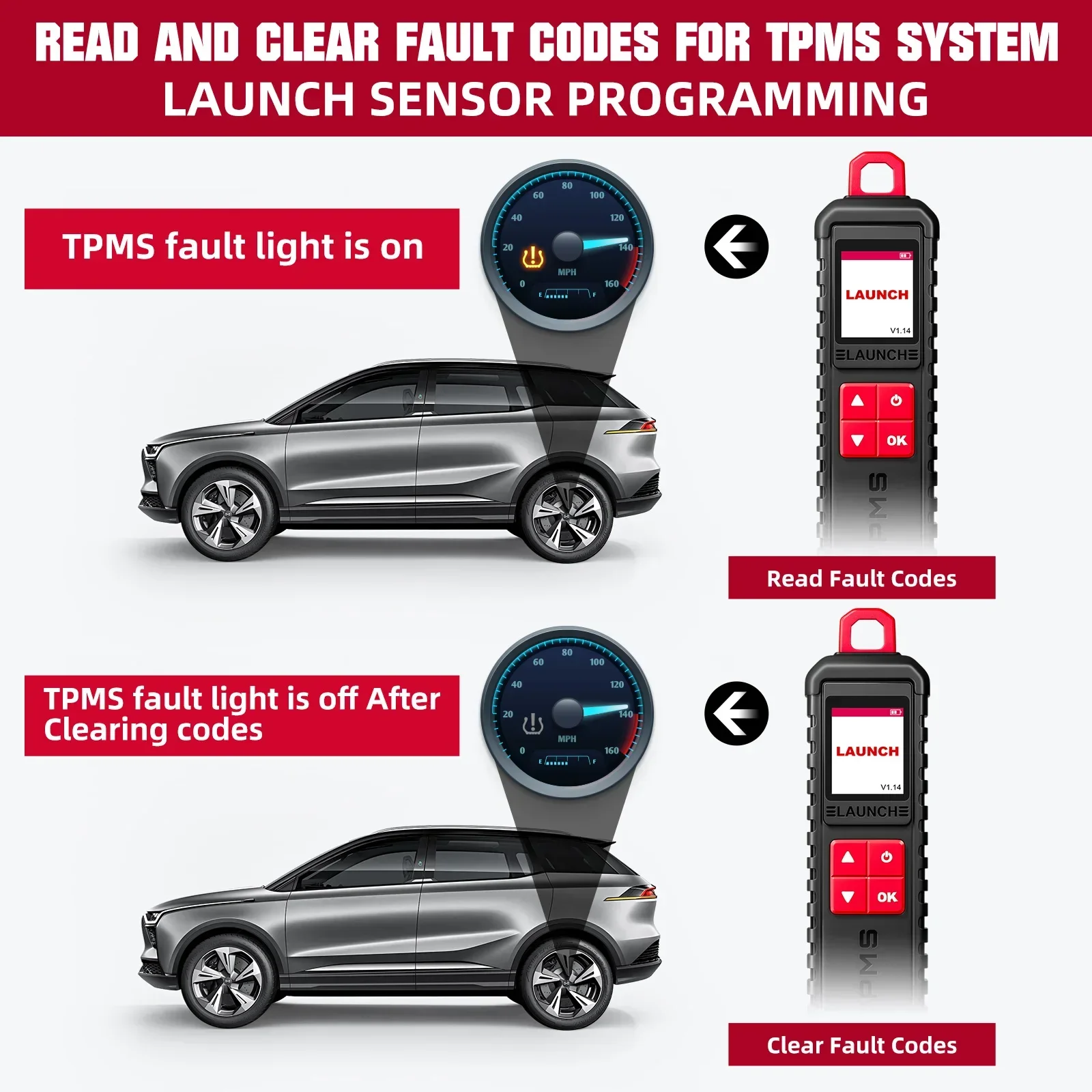Launch I-TPMS TPMS Programming Tool X431 Compatible 315/433MHz Sensor Activation Relearn Tool OE Part Number Lookup For 99%