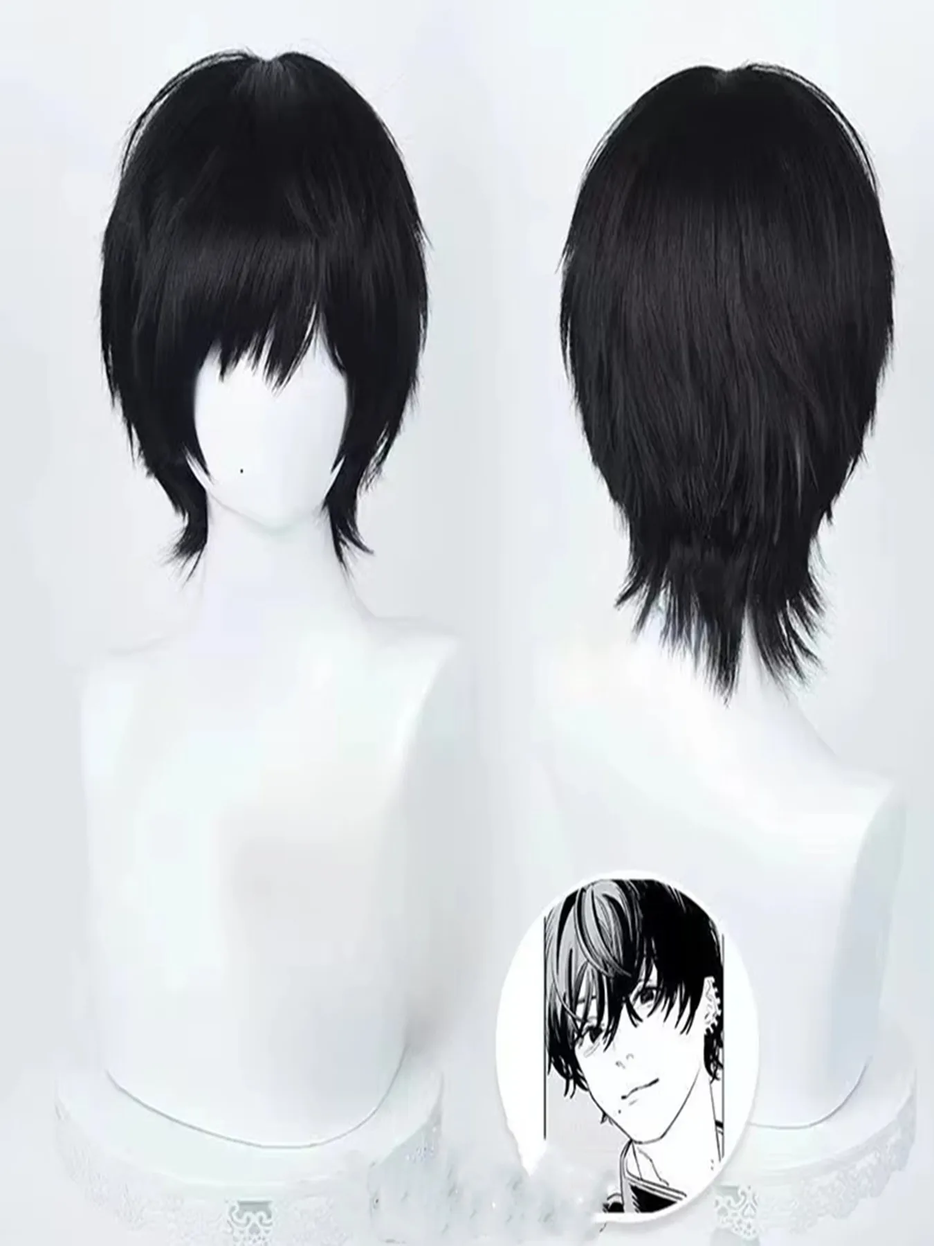 Anime Chainsaw Man Yoshida Hirofumi Cosplay Wig 35cm Short Black Heat Resistant Synthetic Hair Man Party Wigs