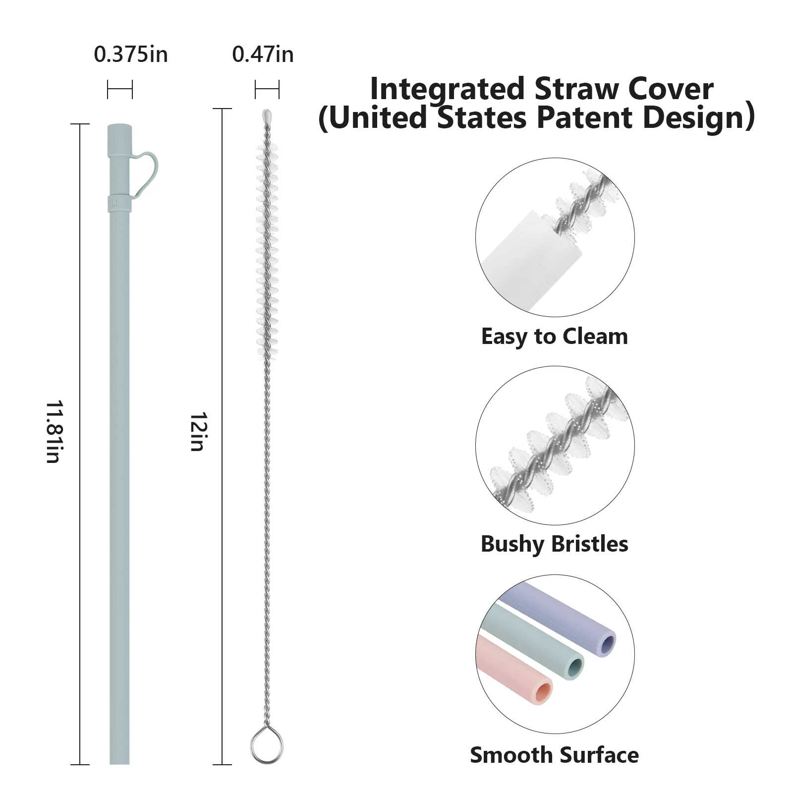 6 Pcs Replacement Long Silicone Straw With Straw Cover,Compatible with Stanley 40/30 oz Cup Tumbler,for Stanley Accessorie