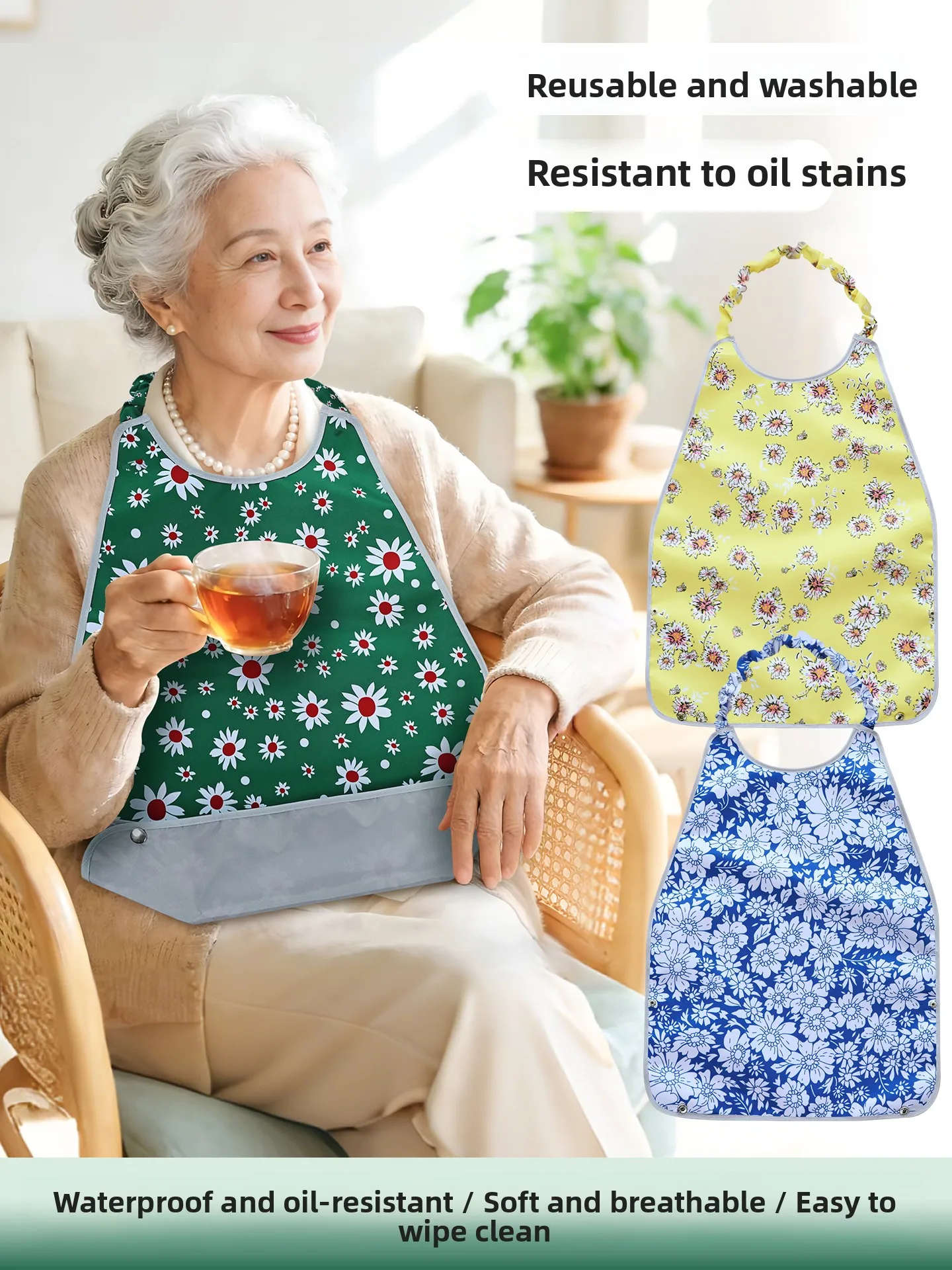 

Waterproof Oil-resistant Ne Hanging Apron for ly People Eating Mouth Gagging Adult Apron for Feeding ly People