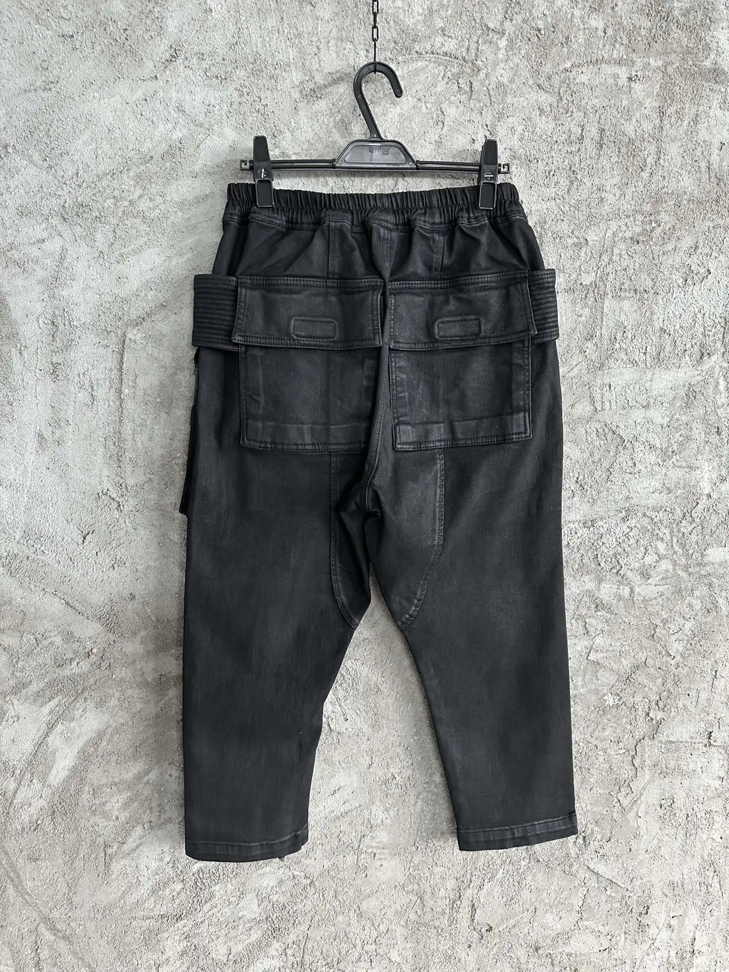 Owen Seak Men Oil Wax Jeans Pant Denim Casual Cotton Gothic Men's Clothing Summer Knee Length Black Short