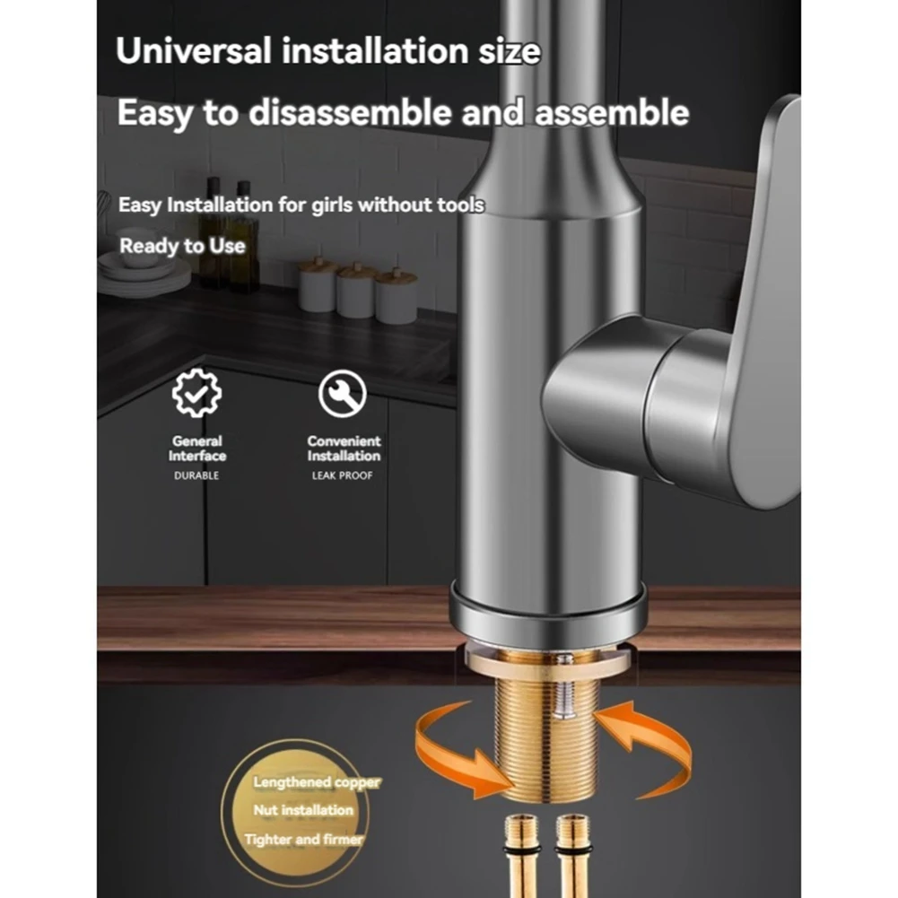 ABGH-Kitchen Faucets 304 Stainless Steel Pull Out Kitchen Sink Water Tap Deck Mounted Mixer Heads Hot Cold Taps Third Gear