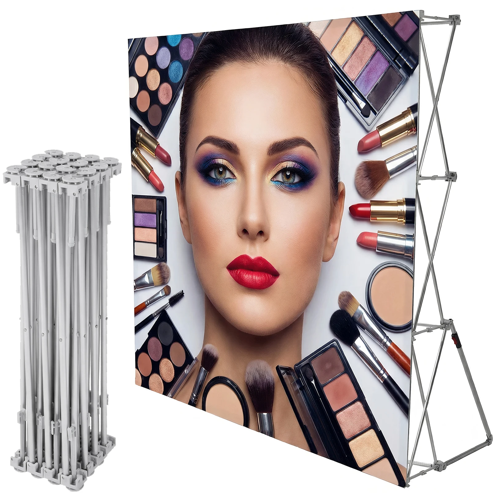 

Pop Up Display Stand with Storage Bag & Cable Ties Tension Fabric Collapsible Stand Lightweight for Wedding Exhibition Events