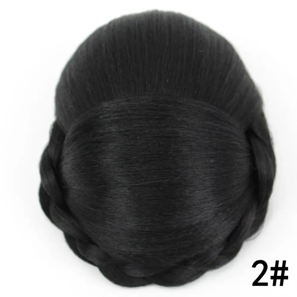 Kadın kızlar düz saç aksesuarları sentetik örgülü Chignon Hanfu saç Chignon gelin Hairpiece sahte saç Bun