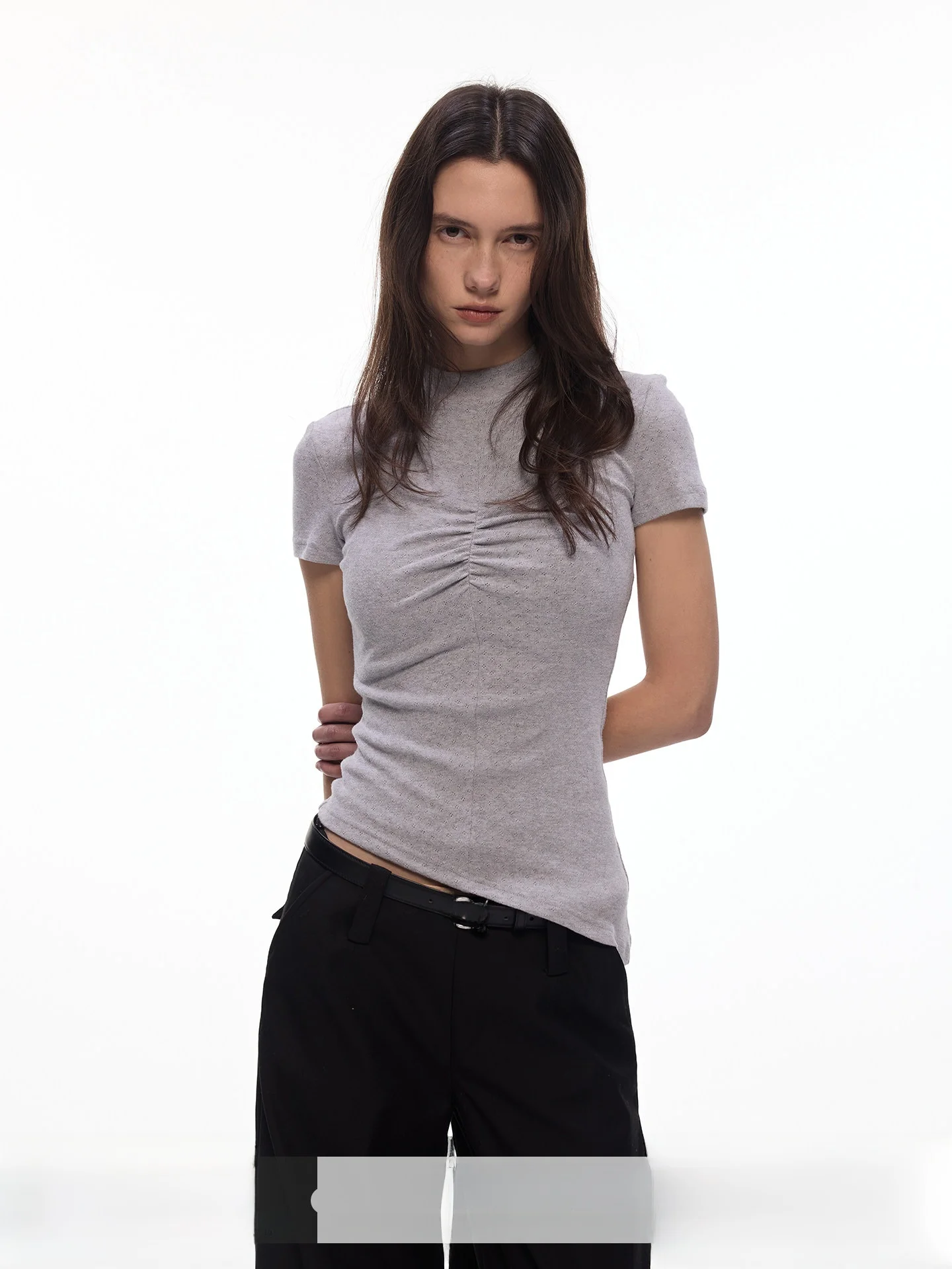 

Billconch Goddess Silhouette Half High Collar Short Sleeve T-Shirt Women's 100 Cotton Slim Fit Top Breathable Comfortable