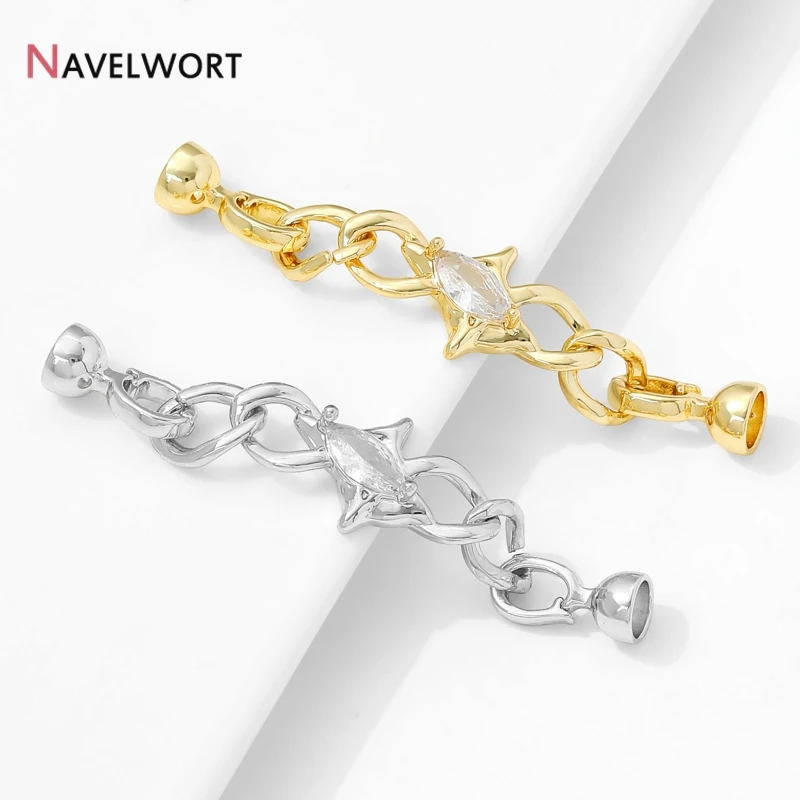 14K Gold Plated Brass Zircon Connector Fastener Clasps Lock,Chain Connecting Clasps,For DIY Jewelry Making Accessories Supplies