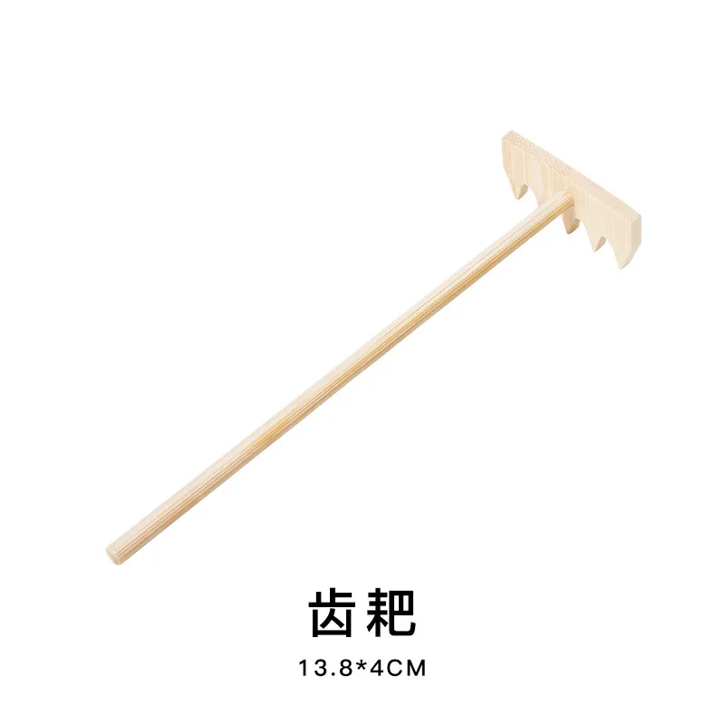 

4pcs Rake Set Bamboo Miniature Tools Mini Stamp Kit For Home Office Decor Wood Tray Feng Shui Present Miniature Tools Rock Sand