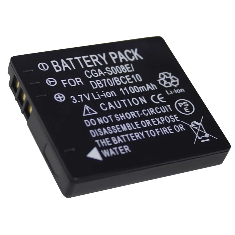 Paquete de batería + cargador para Panasonic CGA-S008, CGA-S008A/1B, CGA-S008E, DMW-BCE10, DMW-BCE10E, VW-VBJ10, VW-VBJ10E-K