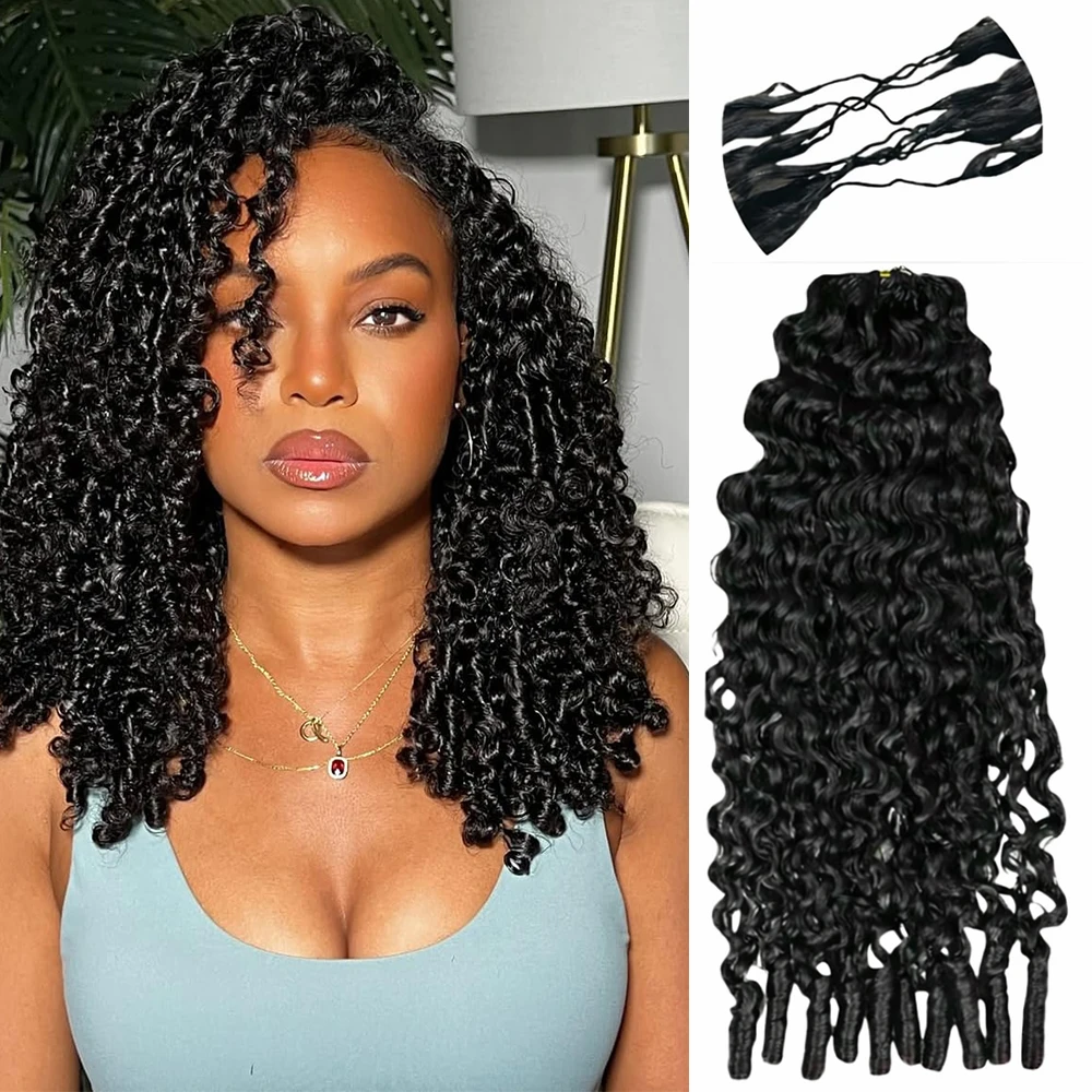 

Наращивание волос 10A Burmese Curly Feather Crochet: невидимые бесшовные пряди Water Wave из натуральных волос, предварительно разделенные, для чернокожих женщин