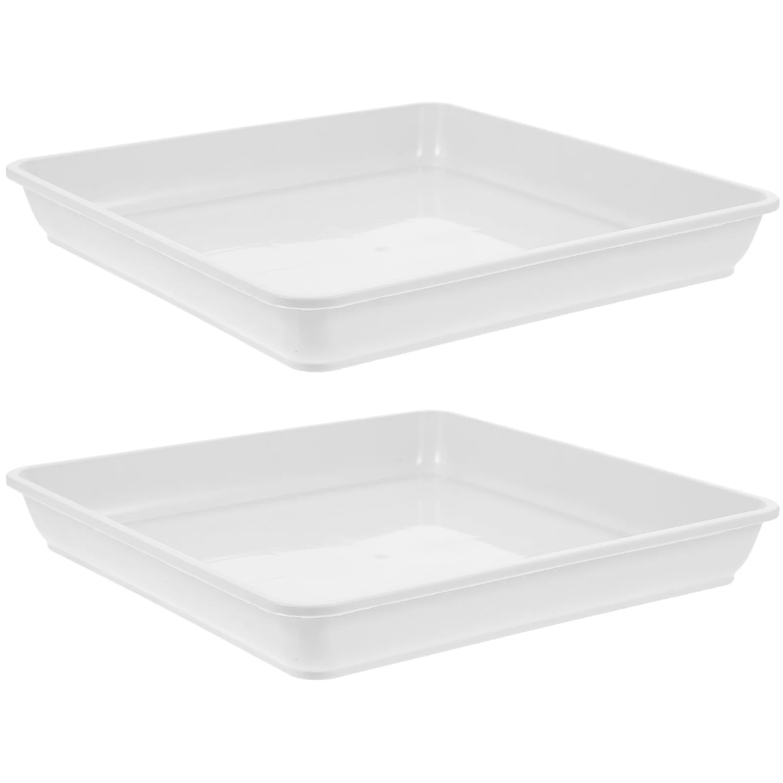 

NOLITOY 2pcs Square Resin Plant Tray for Indoor White Potted Flower Pot Drainage Plate Plastic Water Trays
