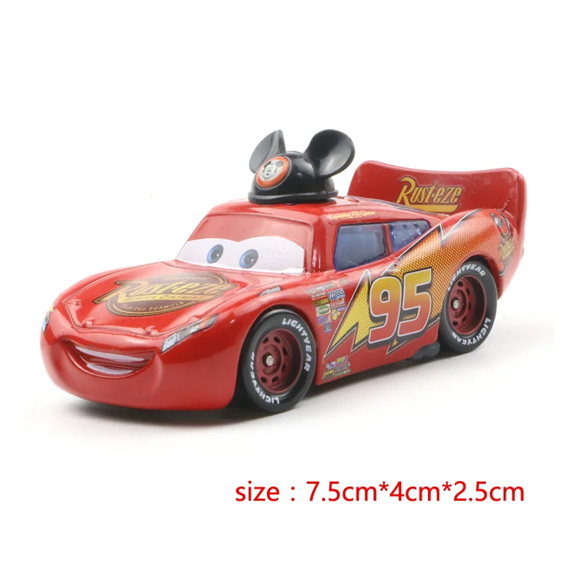 Disney Pixar Cars 2 3 Lightning Mcqueen Miss Fritter Mater, modelo de coche de Metal 1:55, vehículo fundido a presión, juguete para niños, regalo de