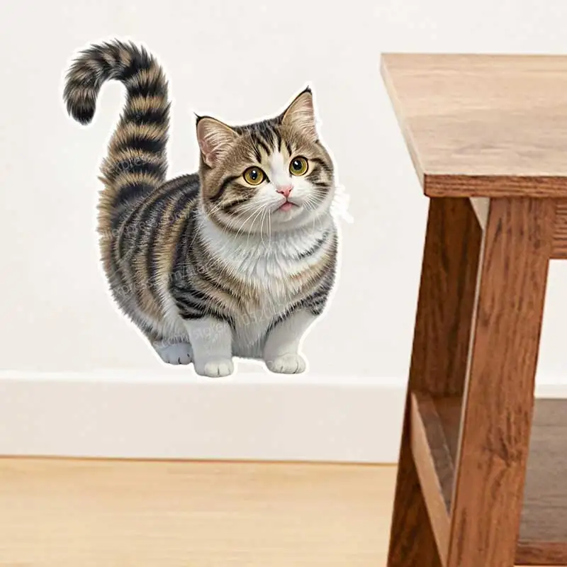 Cute Cat Pattern Self-Adhesive Sticker Waterproof Pet Decoration for Wall Fridge Toilet Car Concealer AA337
