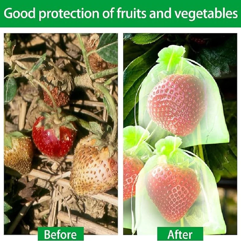 Plant Fruit Protection Bags 50Pcs Grow Netting Control Plants Grow Gardening Drawstring Bags Anti Bird Net Garden Tool